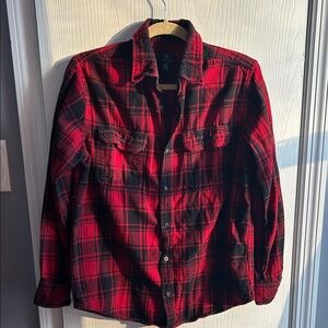 Red and Black Plaid Button-Up Shirt